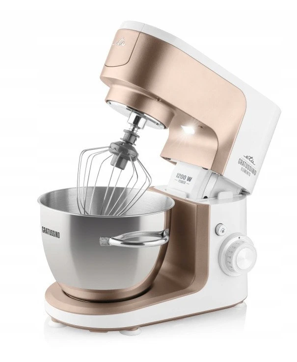 Virtuvinis kombainas ETA virtuvės mašina | Gratussino III Elements 302390210 | 1200 W | Greičių skaičius 8 | Dubens talpa 4,5 l | Balta/Rožinis auksas