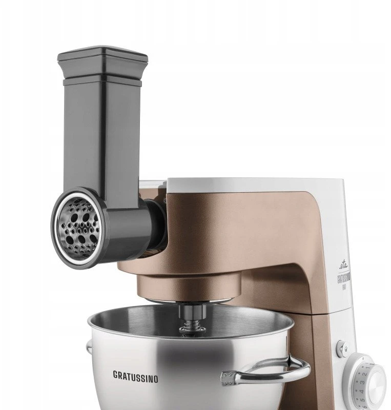 Virtuvinis kombainas ETA virtuvės mašina | Gratussino III Elements 302390210 | 1200 W | Greičių skaičius 8 | Dubens talpa 4,5 l | Balta/Rožinis auksas