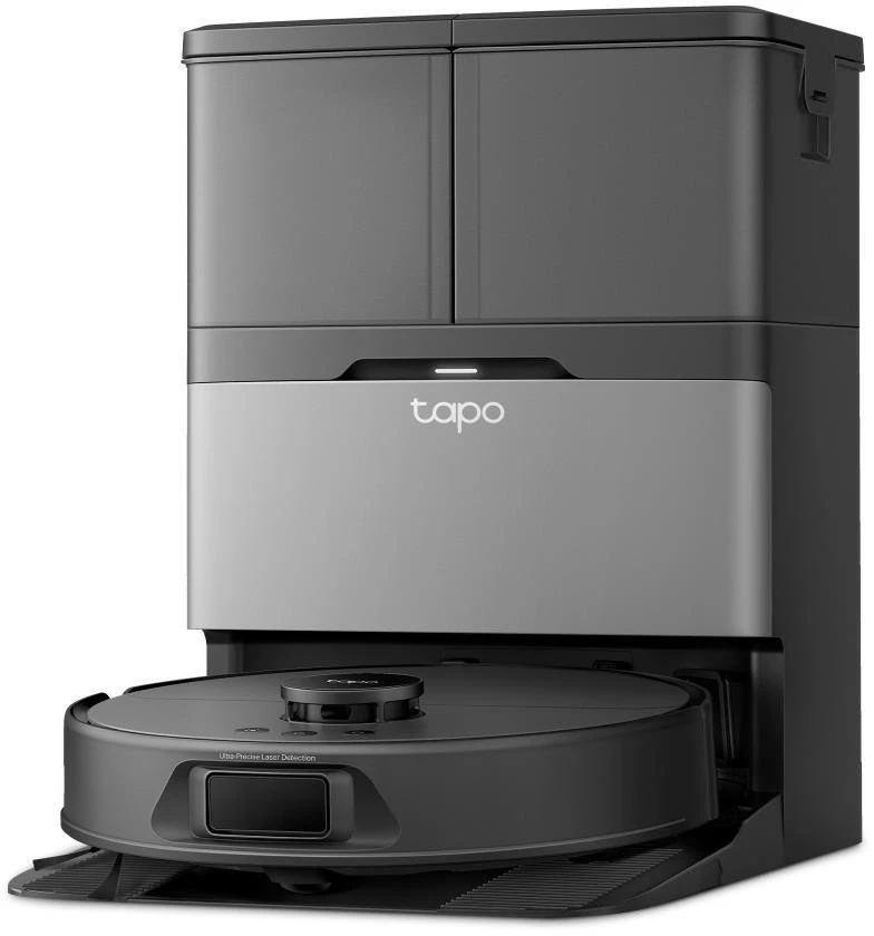 TP-Link Tapo RV50 Pro Omni robotinis dulkių siurblys su šluoste ir stotele (dvigubas lazeris, 2,4 GHz, BT, juodas)