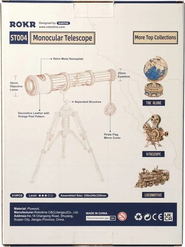 Robotime 3D medinis mechaninis konstruktorius TELESKOPAS