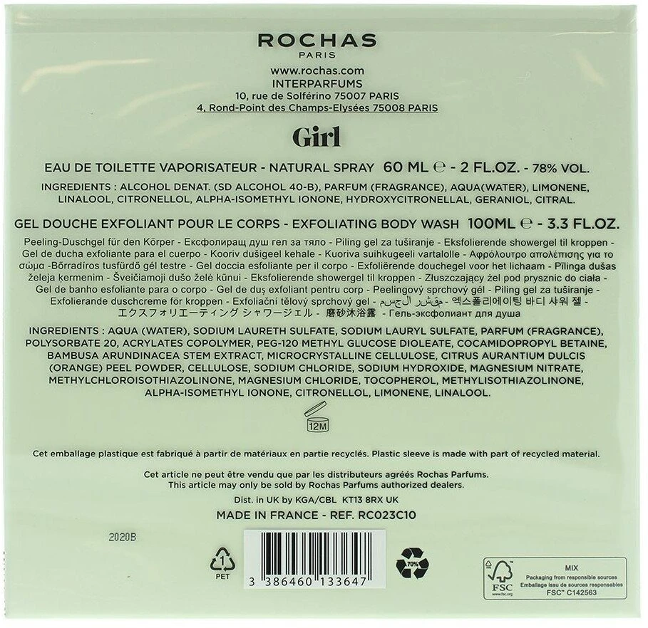 "Rochas Girl" tualetinis vanduo su purškikliu 60 ml, 2 vnt