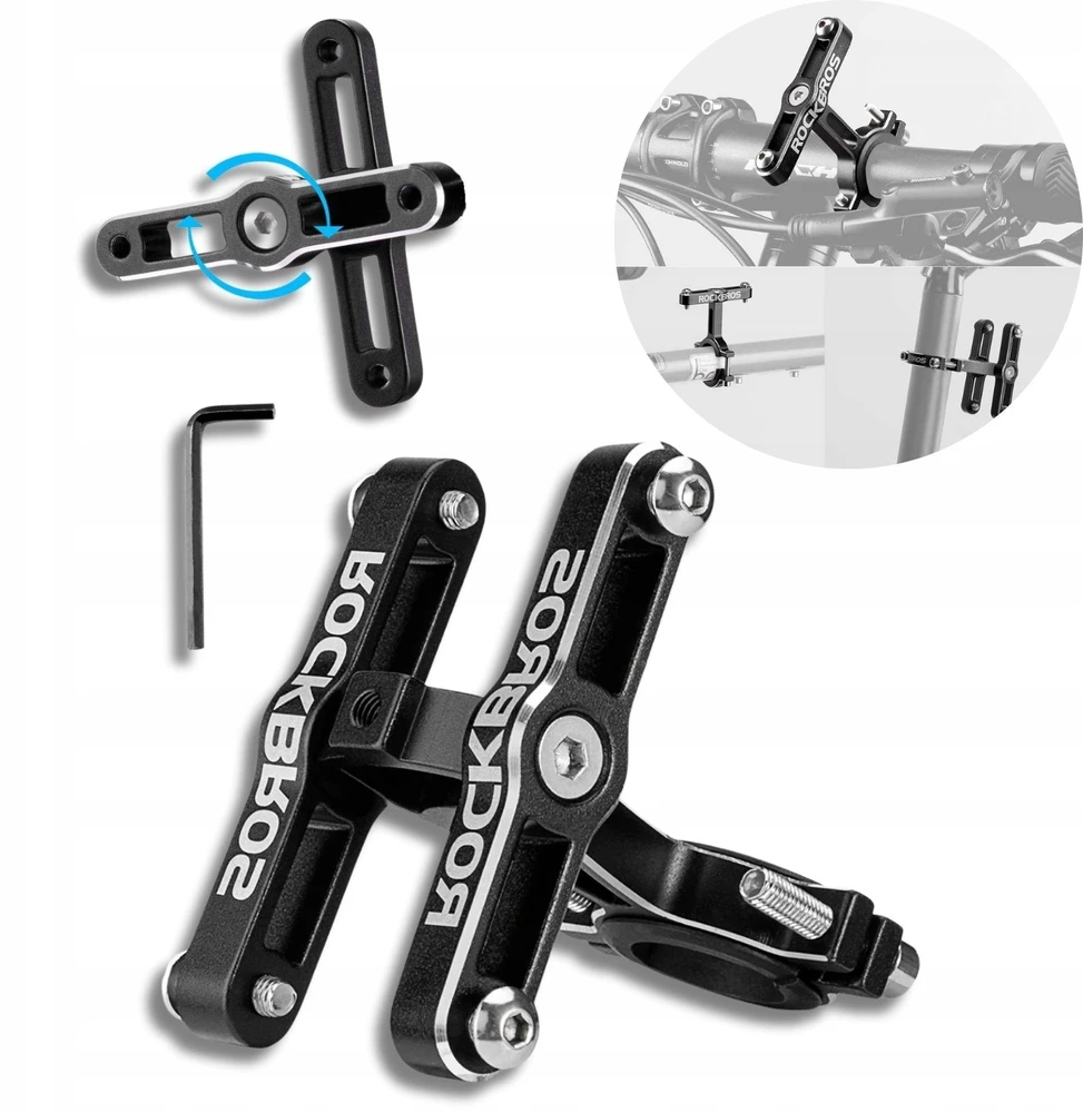 Rockbros KS-415 Aluminum Adjustable Bottle Cage Adapteris - Juodas