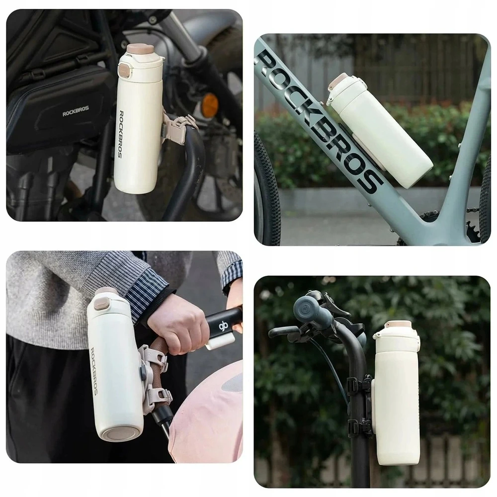 Gertuvė Rockbros S550H-1 700 ml termosas su magnetiniu laikikliu ir tvirtinimo dirželiu - rusvai gelsvas