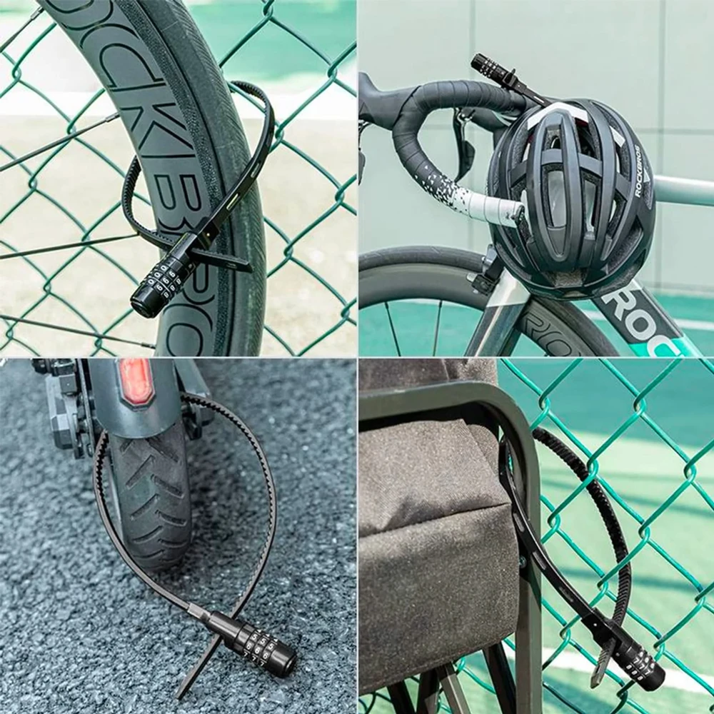 Rockbros 3240001001 bicycle lock for 0.5 m combination – juodos spalvos