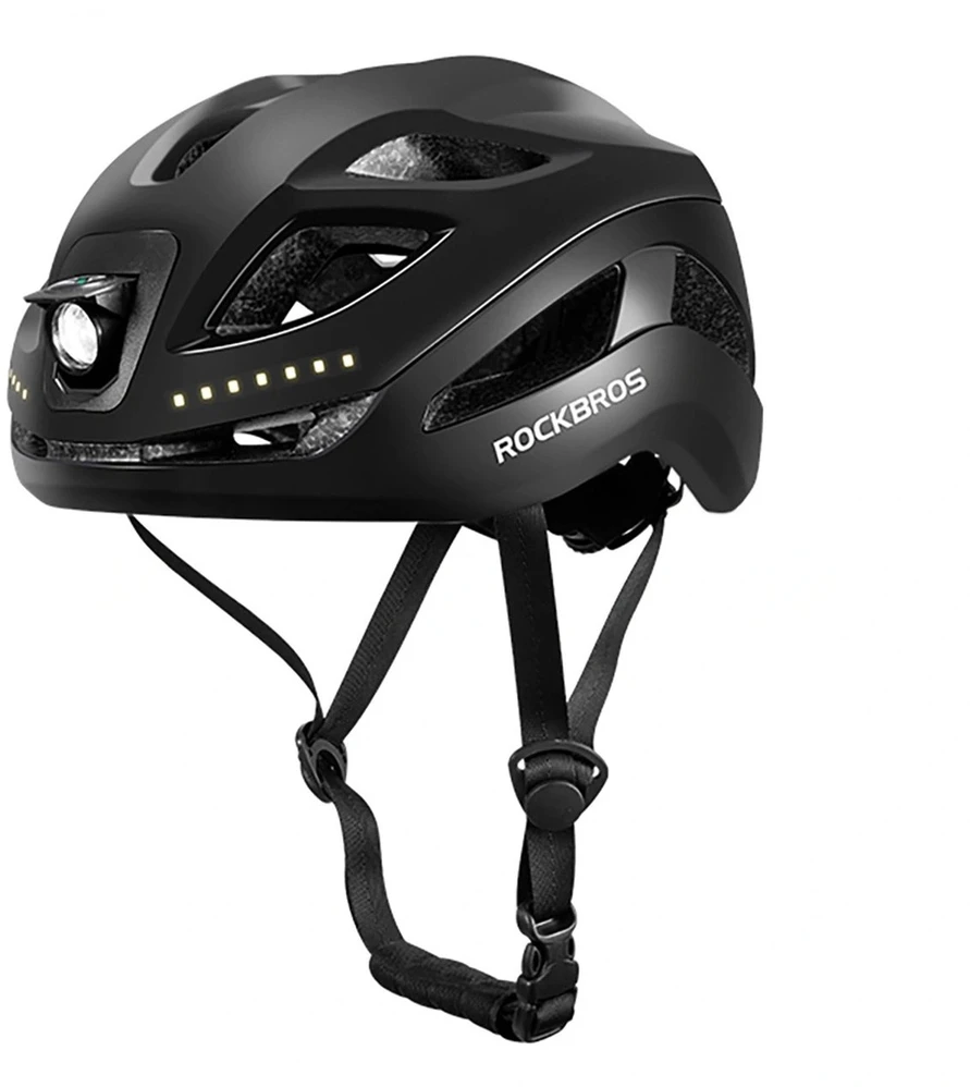 Rockbros ZK-077 dviračio šalmas su integruotu daugiakrypčiu apšvietimu 57-61 cm - Juodas