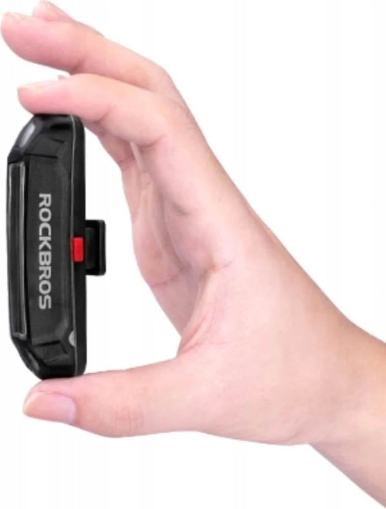 Rockbros A54BK galinis dviračio žibintas + „Micro USB“ – USB-A laidas – juodos spalvos