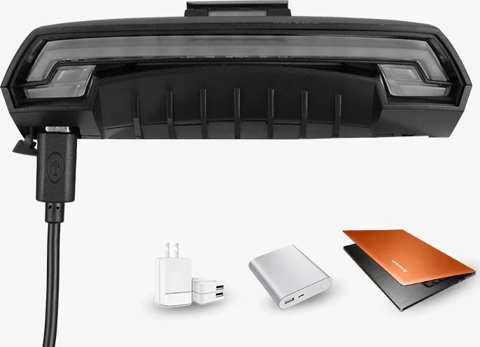 „RockBros“ galinis dviračio žibintas su lazeriniu nuotolinio valdymo pultu ir USB-A posūkio signalo funkcija