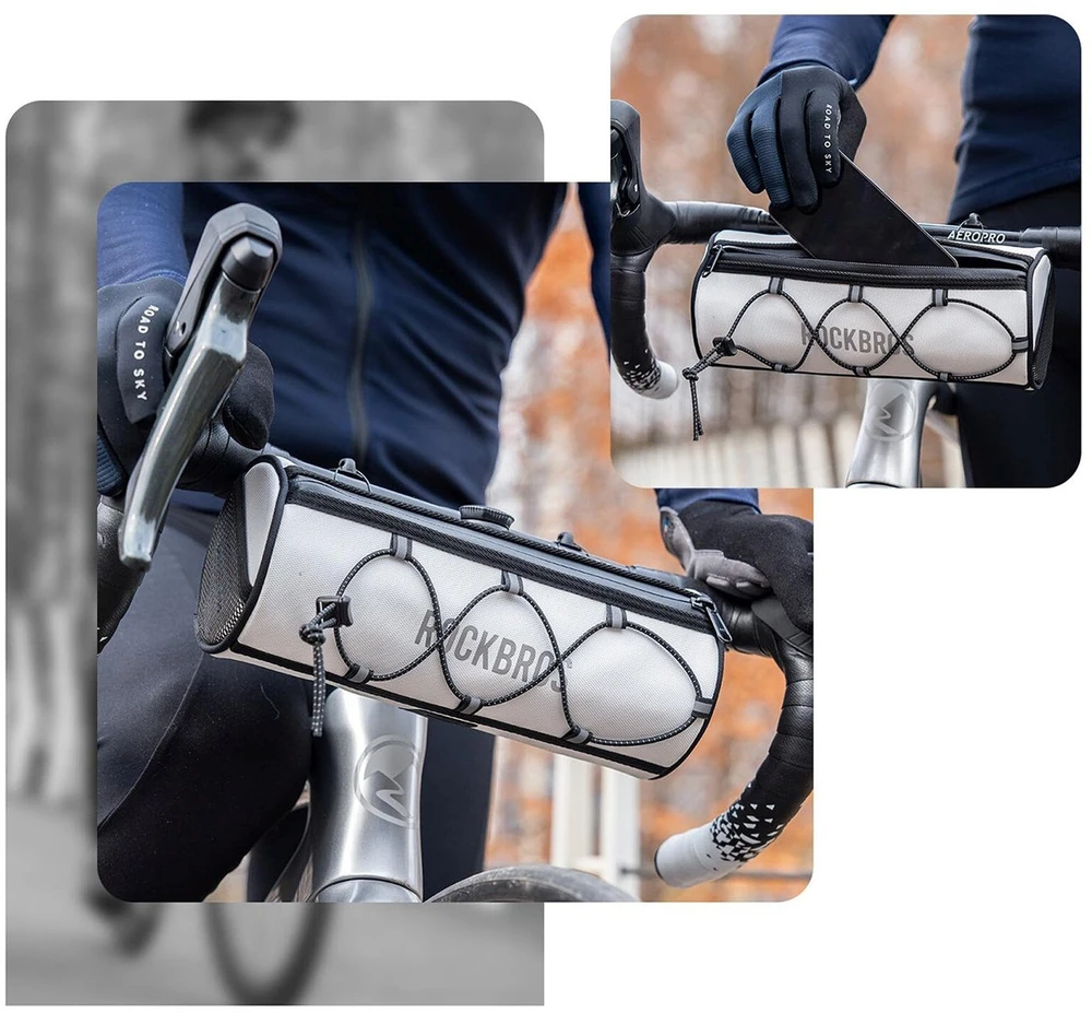 Rockbros TL002 ROAD TO SKY 1.5L Atsparus vandeniui Handlebar Bike Bag - Baltas