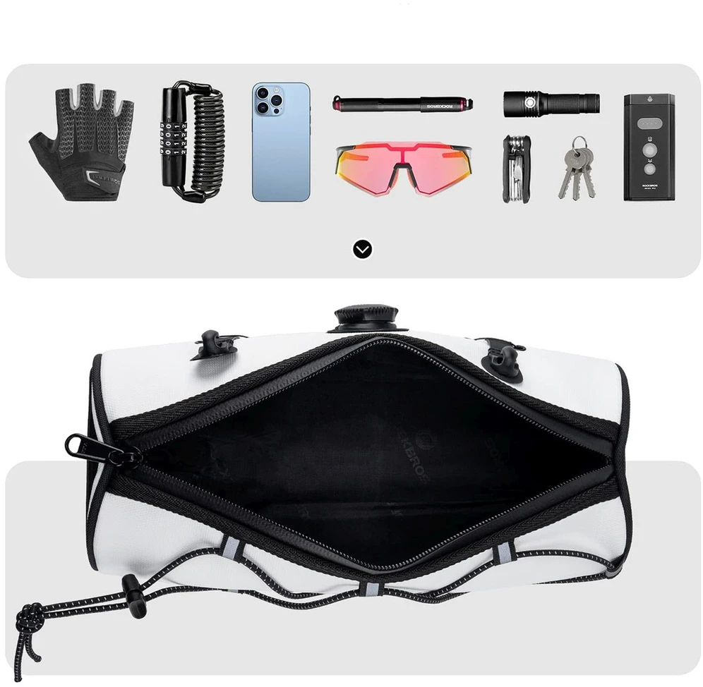 Rockbros TL002 ROAD TO SKY 1.5L Atsparus vandeniui Handlebar Bike Bag - Baltas
