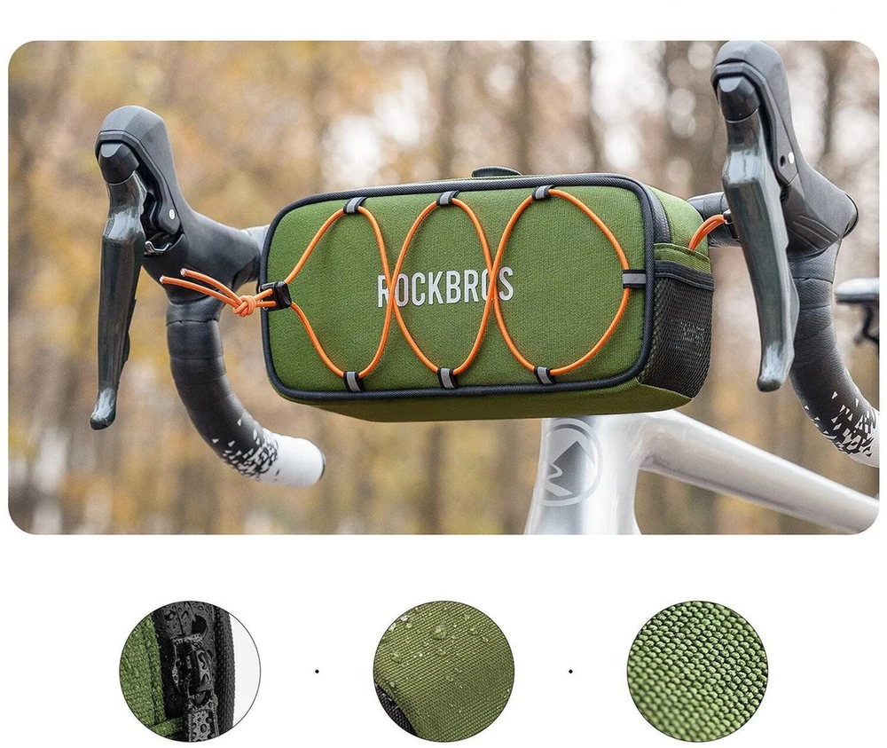 Rockbros TL001 ROAD TO SKY 1.9L Atsparus vandeniui Handlebar Bike Bag - Žalias