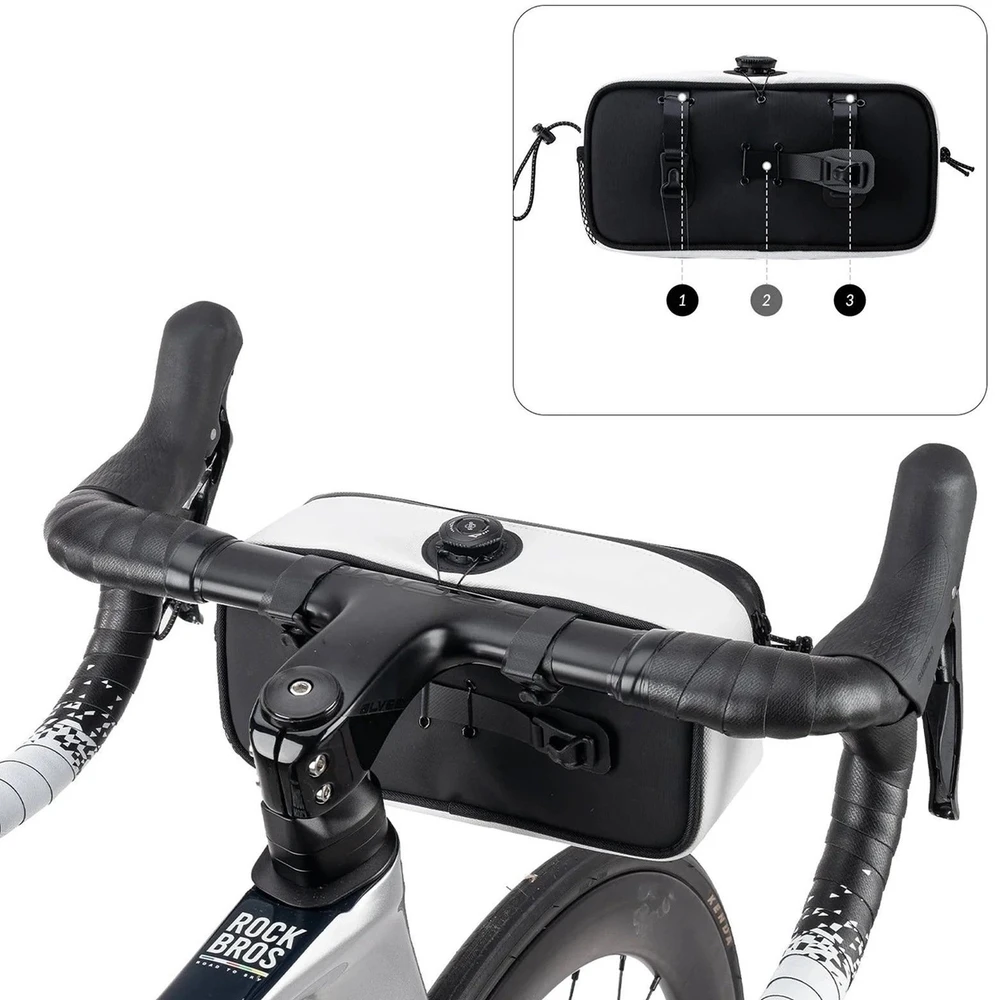 Rockbros TL001 ROAD TO SKY 1.9L Atsparus vandeniui Handlebar Bike Bag - Baltas