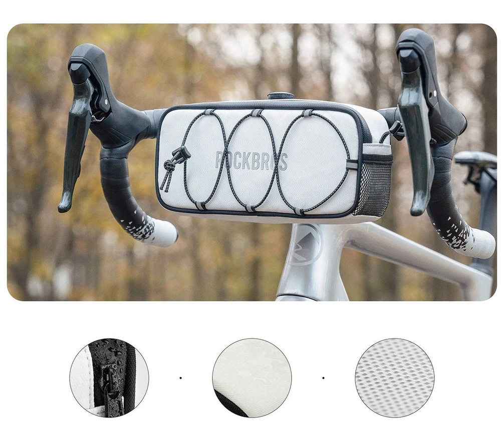 Rockbros TL001 ROAD TO SKY 1.9L Atsparus vandeniui Handlebar Bike Bag - Baltas