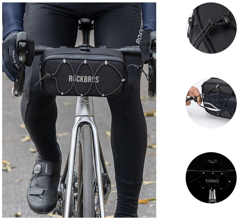 Rockbros TL001 ROAD TO SKY 1.9L Atsparus vandeniui Handlebar Bike Bag - Juodas