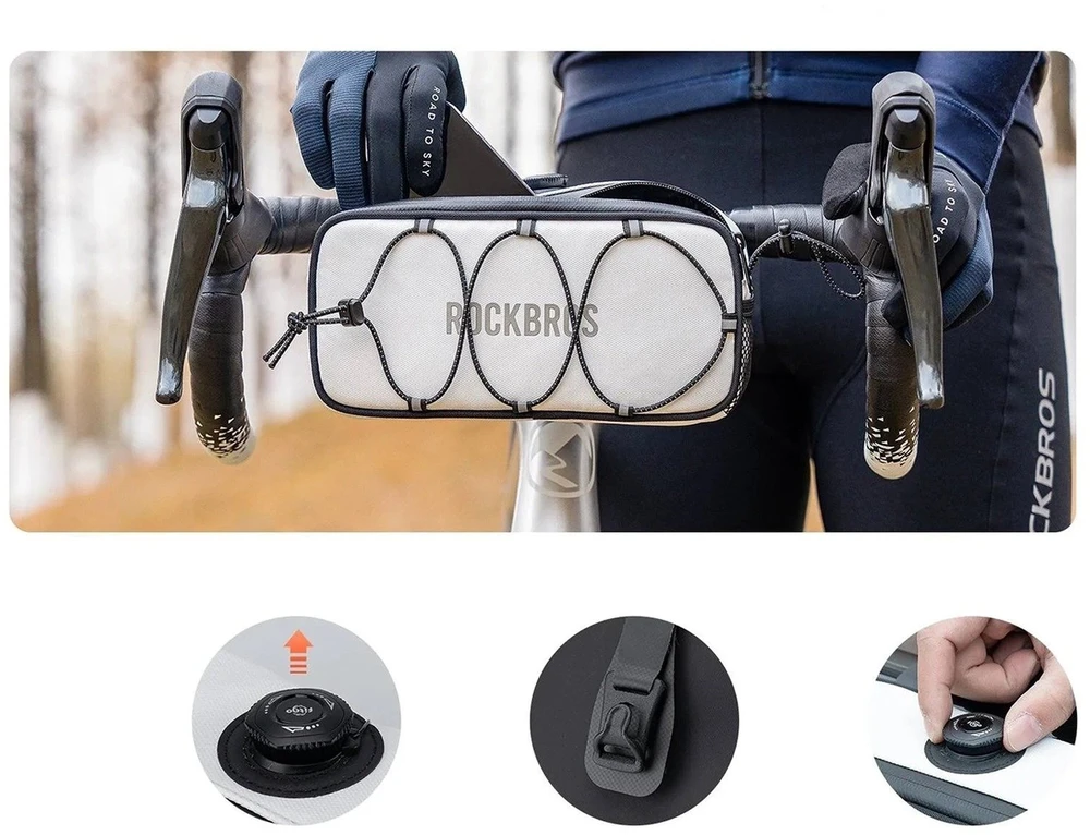 Rockbros TL001 ROAD TO SKY 1.9L Atsparus vandeniui Handlebar Bike Bag - Baltas