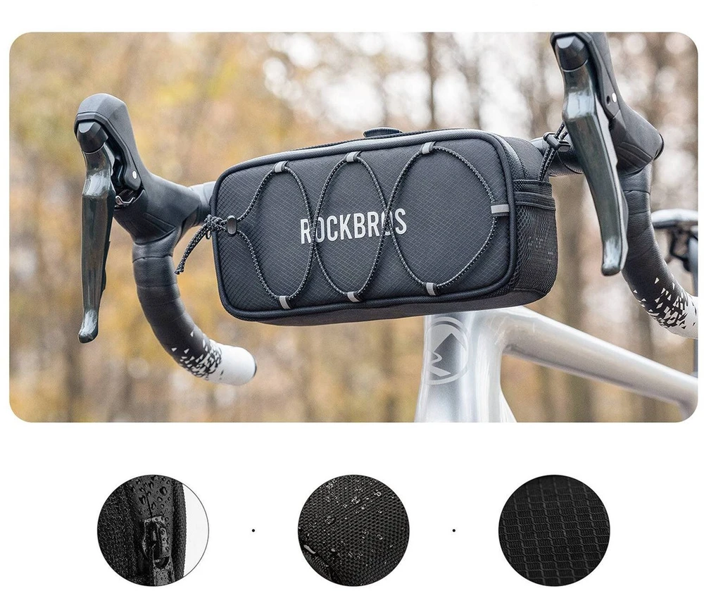 Rockbros TL001 ROAD TO SKY 1.9L Atsparus vandeniui Handlebar Bike Bag - Juodas