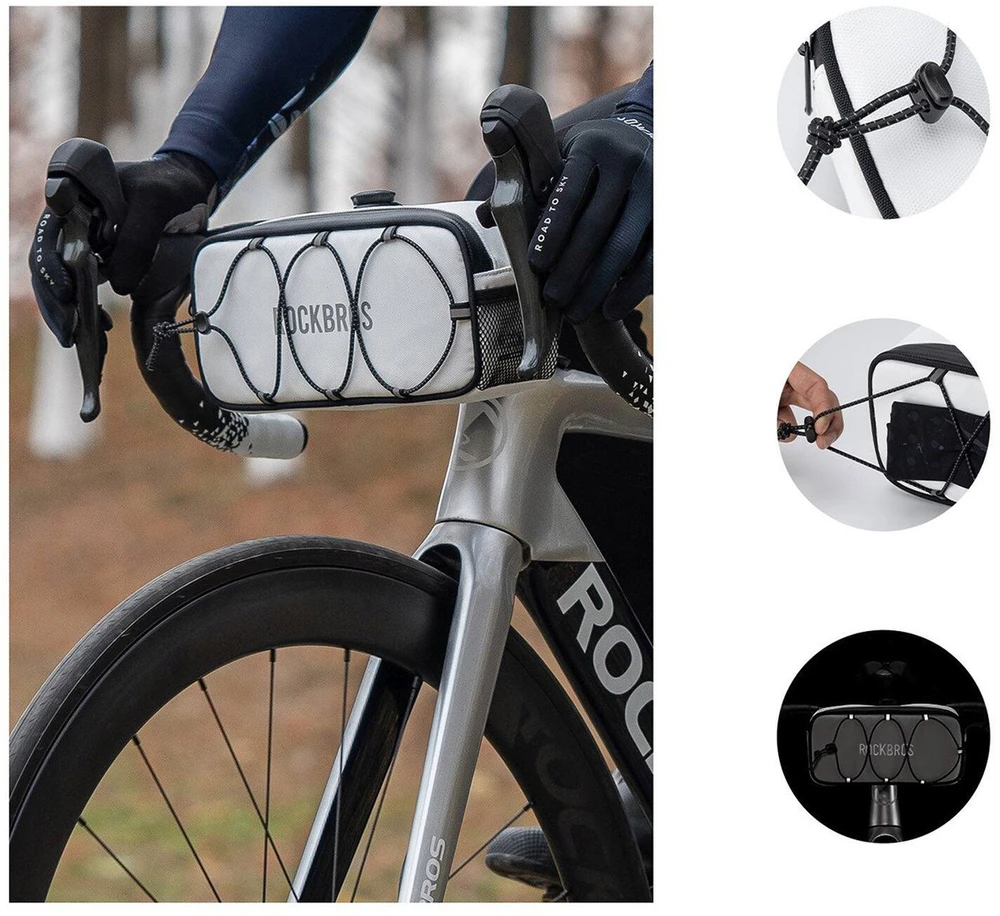 Rockbros TL001 ROAD TO SKY 1.9L Atsparus vandeniui Handlebar Bike Bag - Baltas
