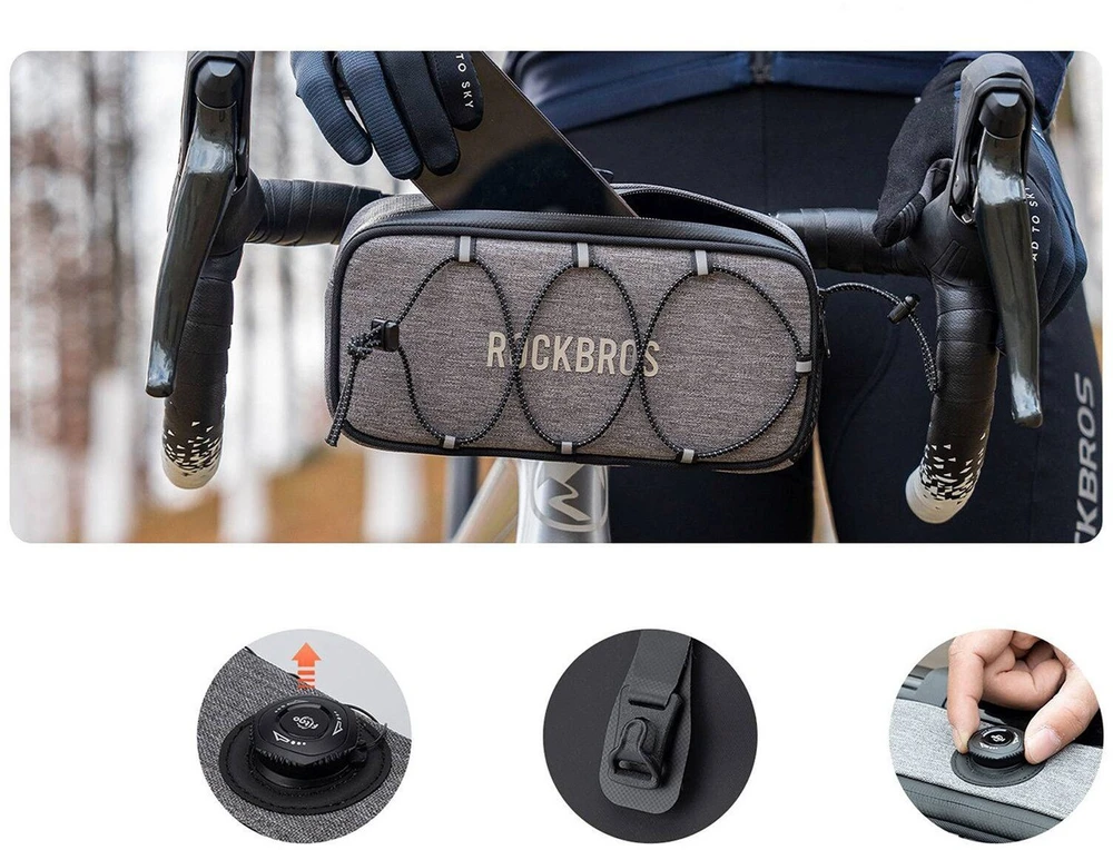Rockbros TL001 ROAD TO SKY 1.9L Atsparus vandeniui Handlebar Bike Bag - Gray