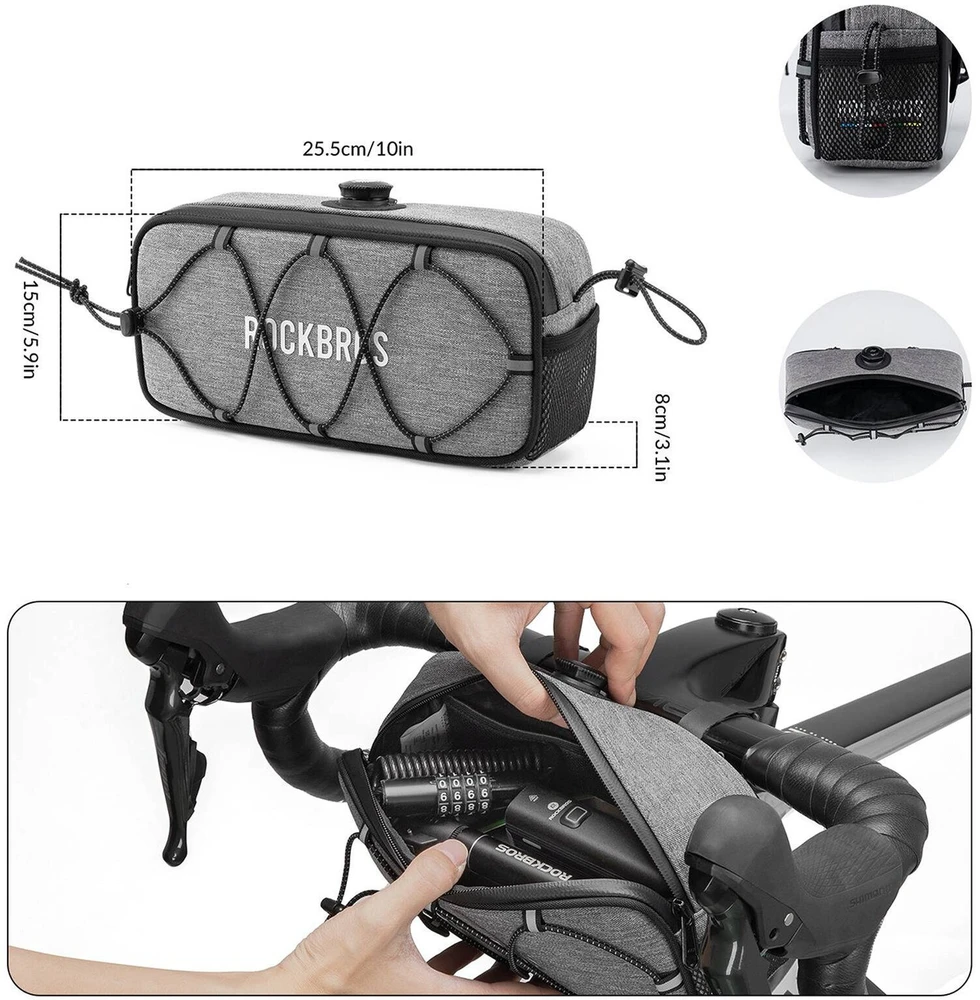 Rockbros TL001 ROAD TO SKY 1.9L Atsparus vandeniui Handlebar Bike Bag - Gray