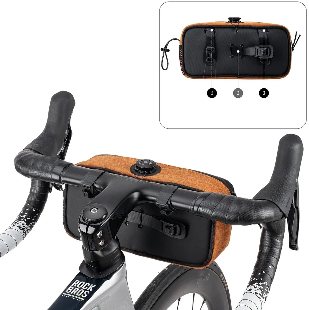 Rockbros TL001 ROAD TO SKY 1.9L Handlebar Bike Bag Atsparus vandeniui - Oranžinis