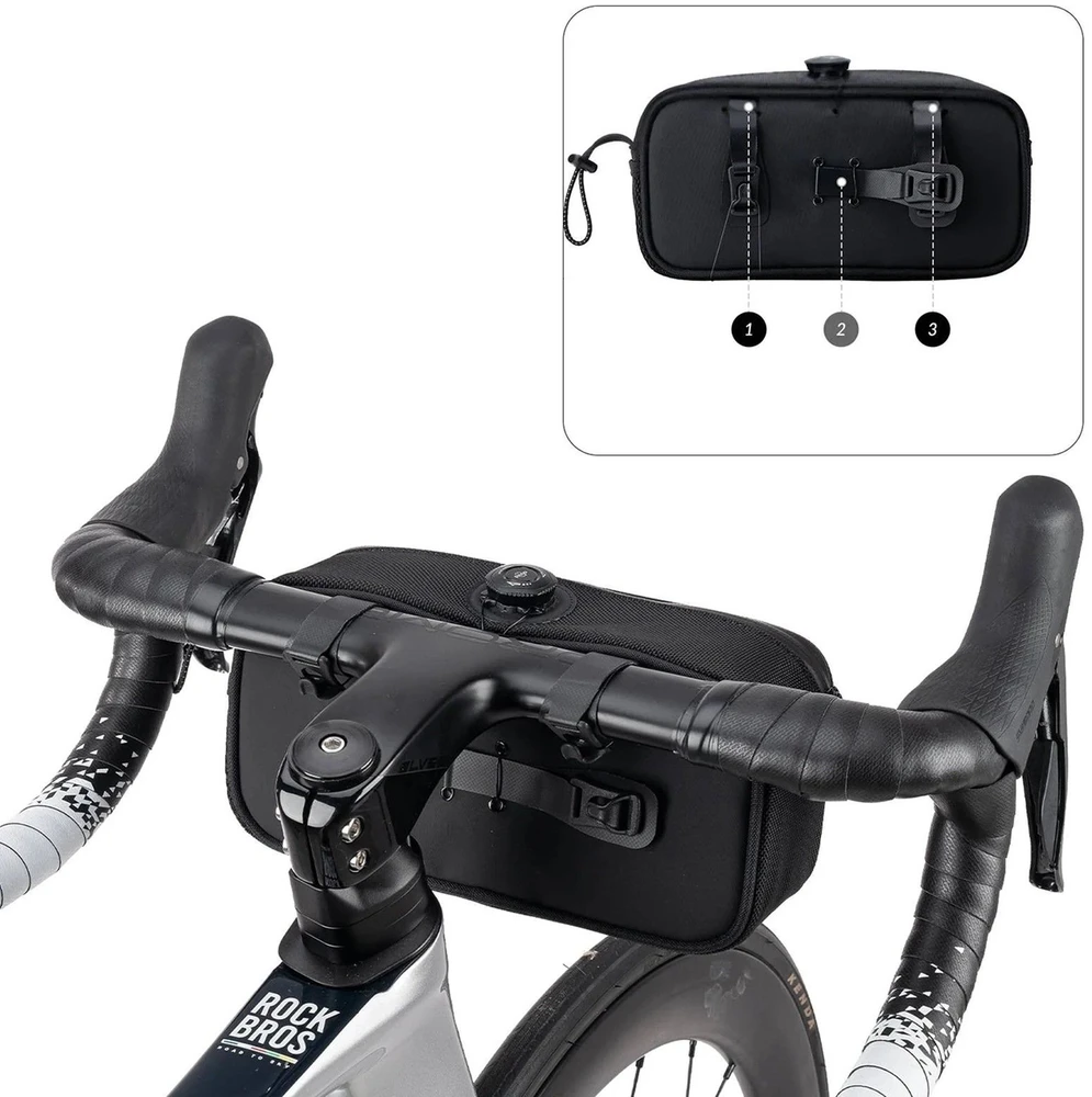 Rockbros TL001 ROAD TO SKY 1.9L Atsparus vandeniui Handlebar Bike Bag - Juodas