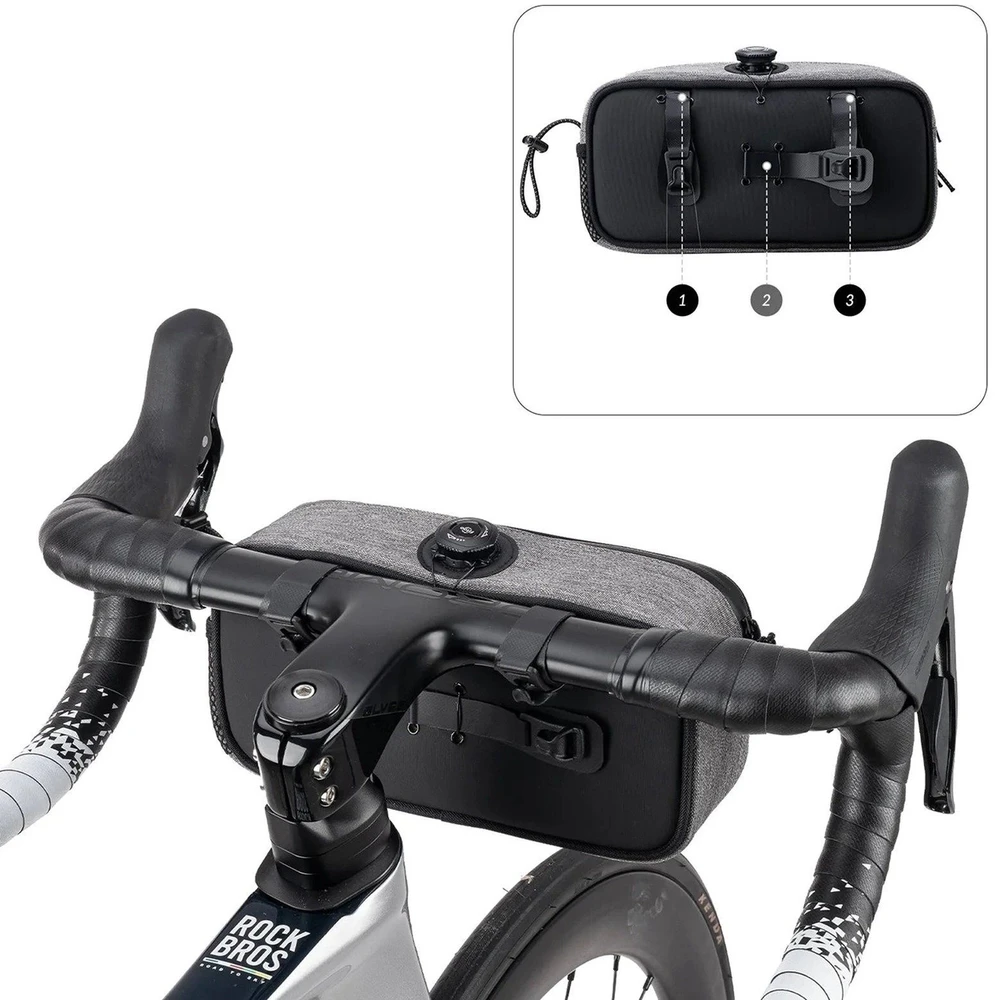 Rockbros TL001 ROAD TO SKY 1.9L Atsparus vandeniui Handlebar Bike Bag - Gray