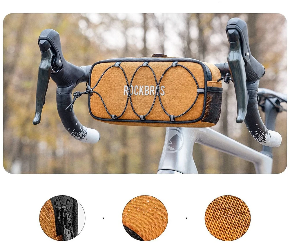 Rockbros TL001 ROAD TO SKY 1.9L Handlebar Bike Bag Atsparus vandeniui - Oranžinis