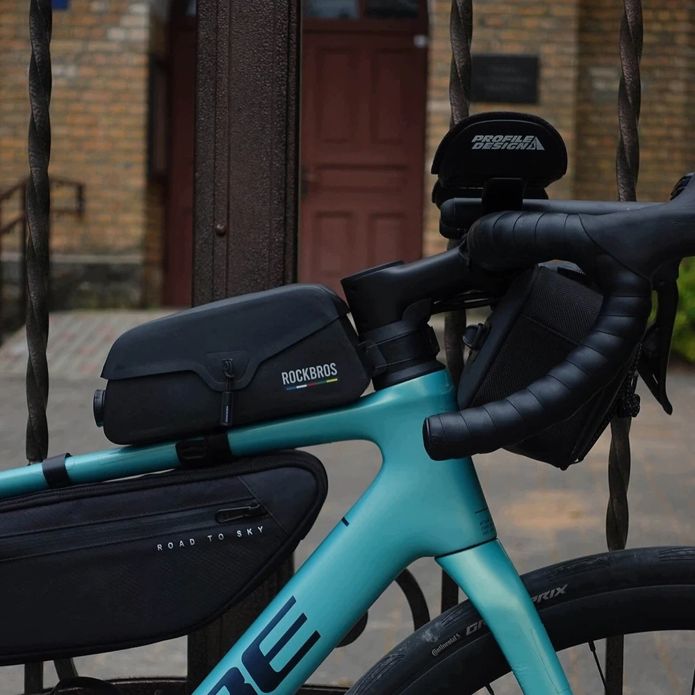 Rockbros AS-134 ROAD TO SKY 0.9L Frame Bag Atsparus vandeniui - Juodas