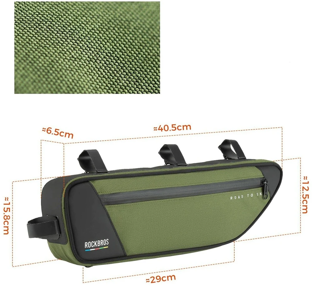 Rockbros TL003 ROAD TO SKY 2L Frame Bag Atsparus vandeniui - Žalias