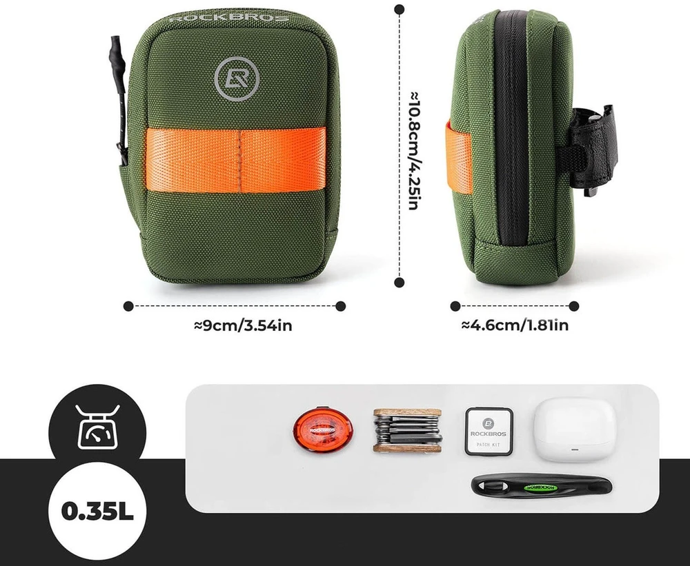 Rockbros F006 bicycle saddle bag 0.35 l - žalias