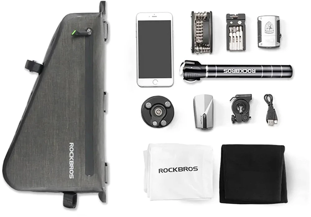 Rockbros AS-017 dviračio rėmo krepšys 5 l – tamsi žalia