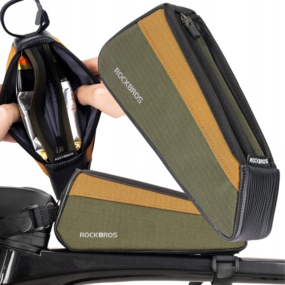 Rockbros 088 Top Tube Bike Bag 0.25L - Žalias and Oranžinis