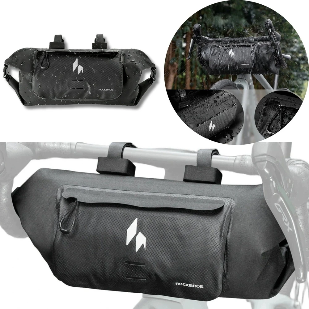 Rockbros AS-154 Atsparus vandeniui Handlebar Bicycle Bag 8L - Juodas