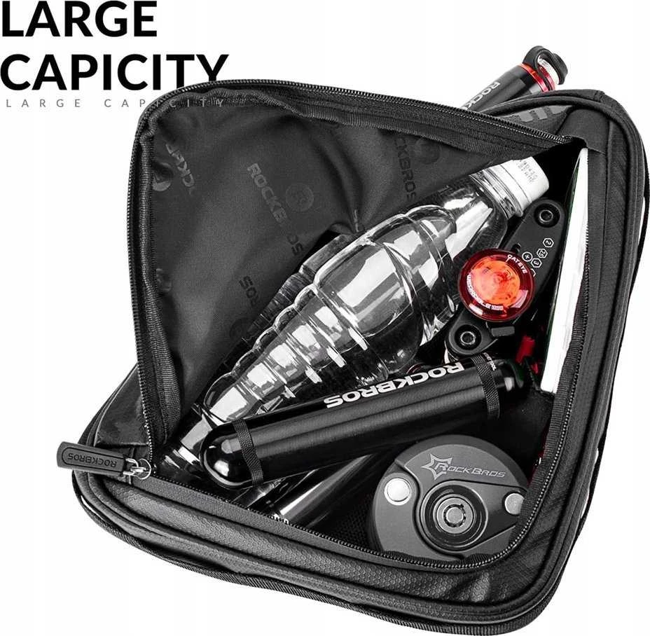 Rockbros B39-2 waterproof dviračio krepšys for frame – juodos spalvos
