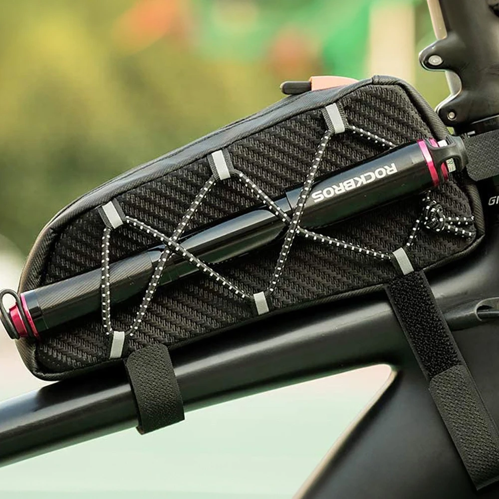 Rockbros 039BK bicycle frame bag 1 l with braid – juodos spalvos