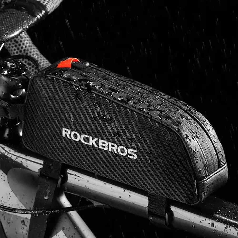 Rockbros 039BK bicycle frame bag 1 l with braid – juodos spalvos