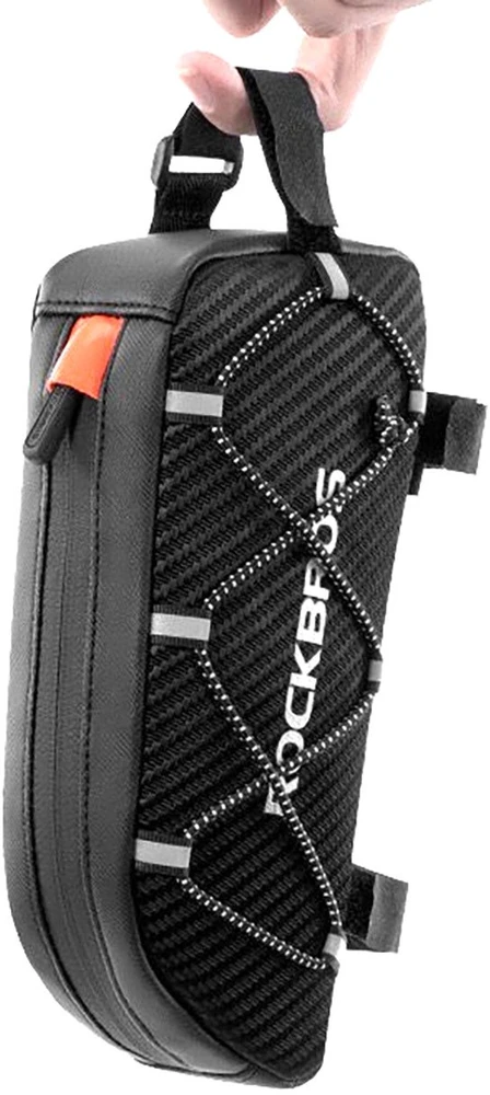 Rockbros 039BK bicycle frame bag 1 l with braid – juodos spalvos