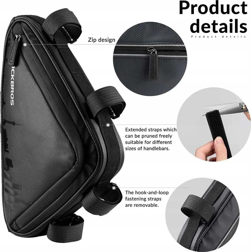 Rockbros B39-2 waterproof dviračio krepšys for frame – juodos spalvos