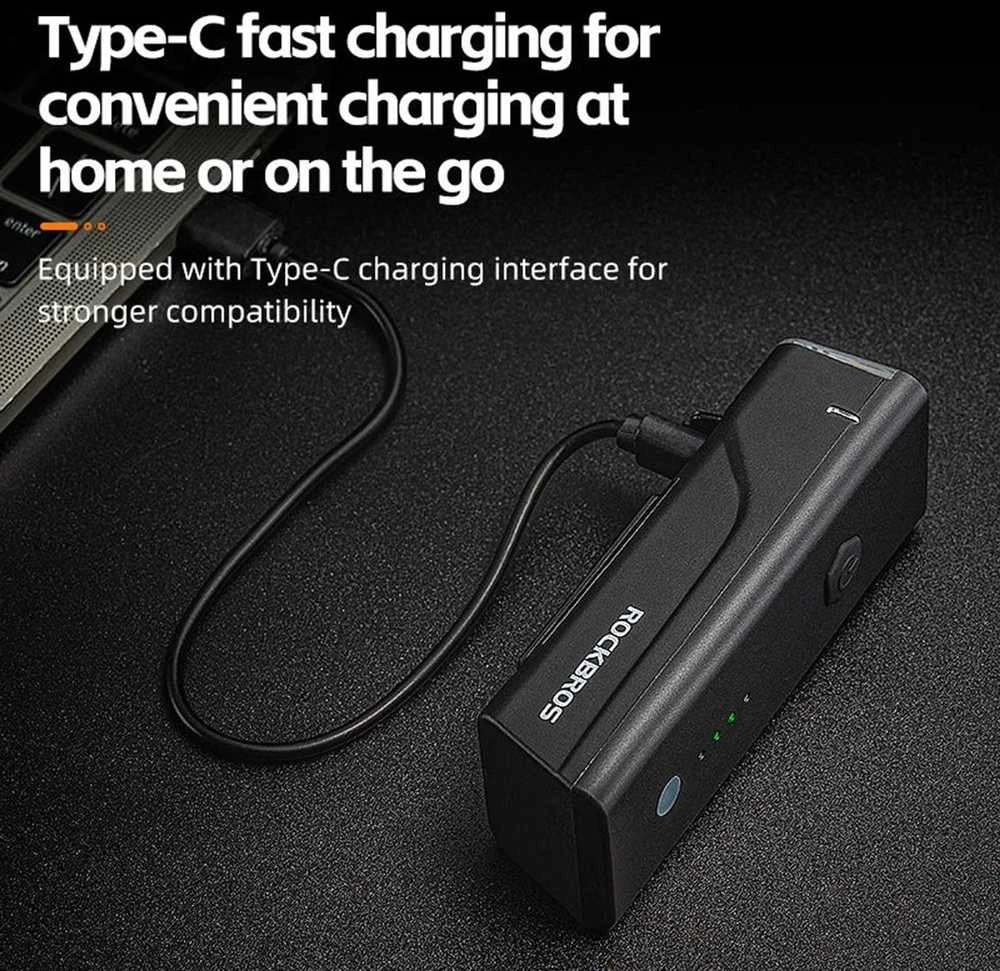 Rockbros 24510003001 Priekinis dviračio žibintas 260 lm + USB-C - USB-A laidas - Juodas