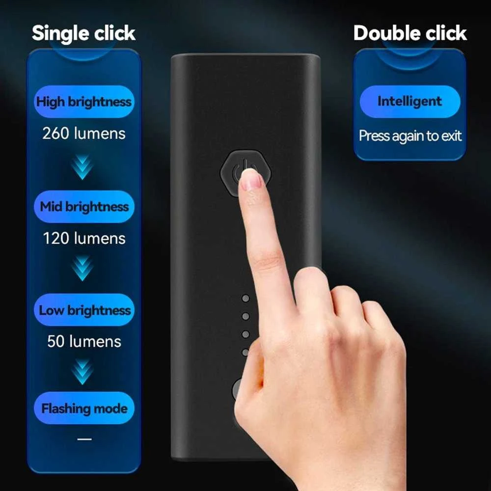 Rockbros 24510003001 Priekinis dviračio žibintas 260 lm + USB-C - USB-A laidas - Juodas