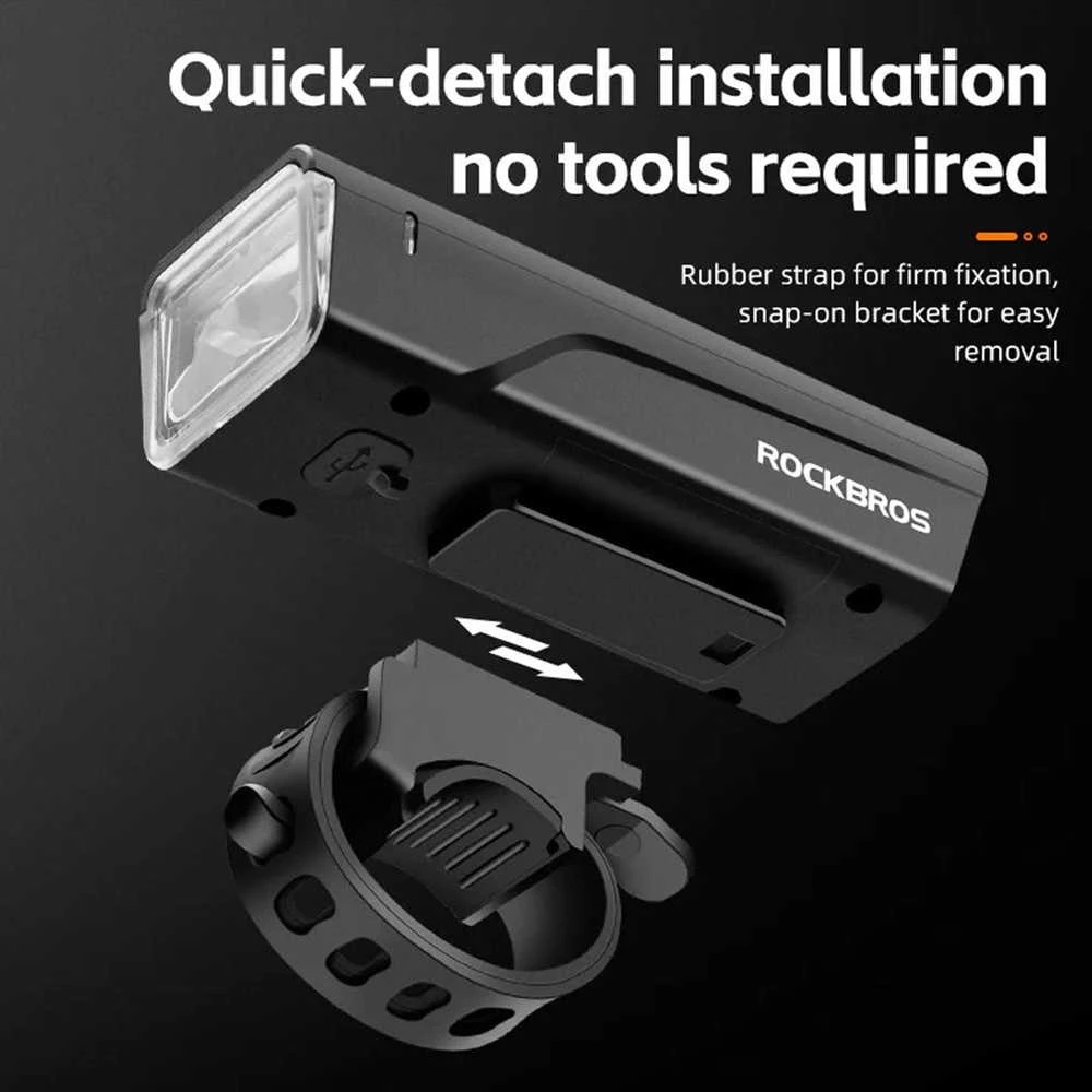 Rockbros 24510003001 Priekinis dviračio žibintas 260 lm + USB-C - USB-A laidas - Juodas