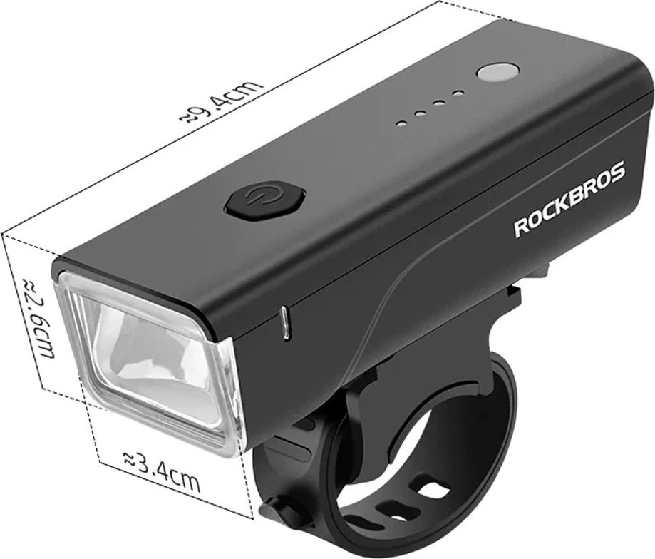 Rockbros 24510003001 priekinis dviračio žibintas 260 lm + USB-C - USB-A laidas - juodas