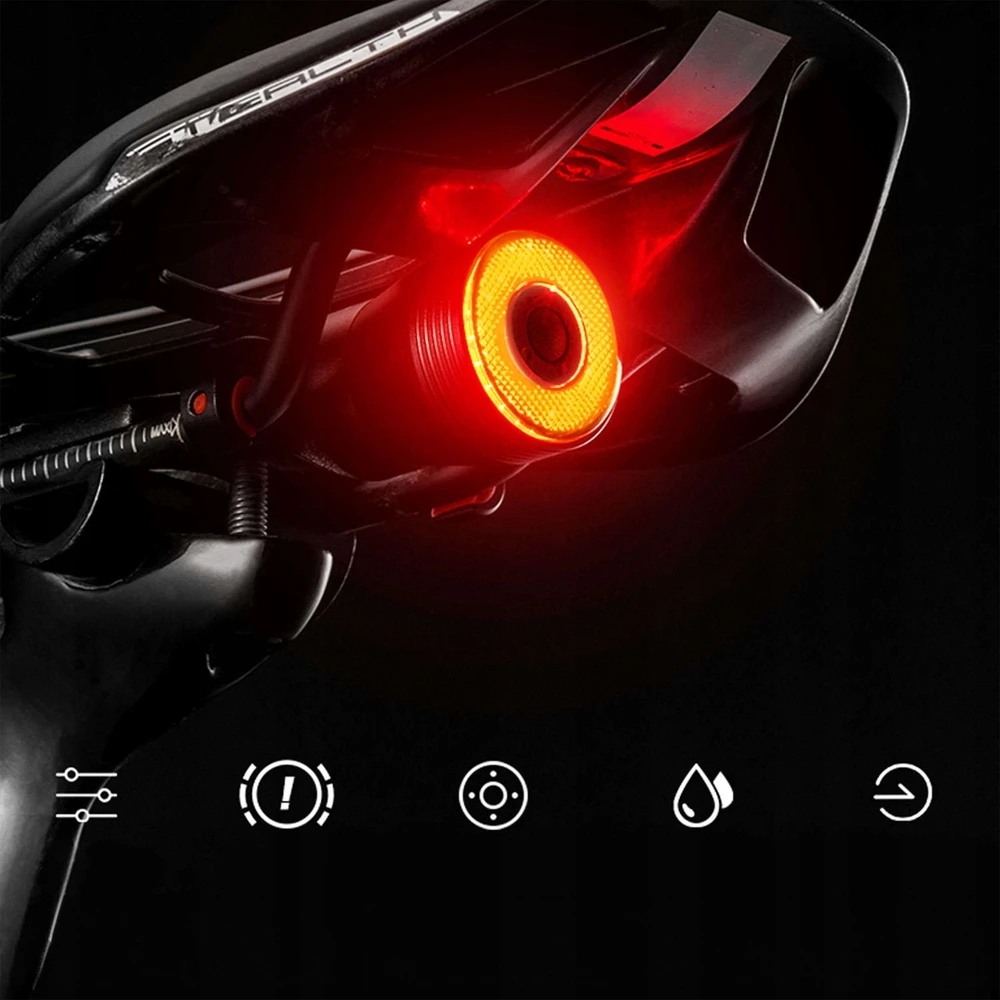 RockBros Dviračio galinė lemputė Q5 Akumuliatorinė 400 mAh USB-C Juoda