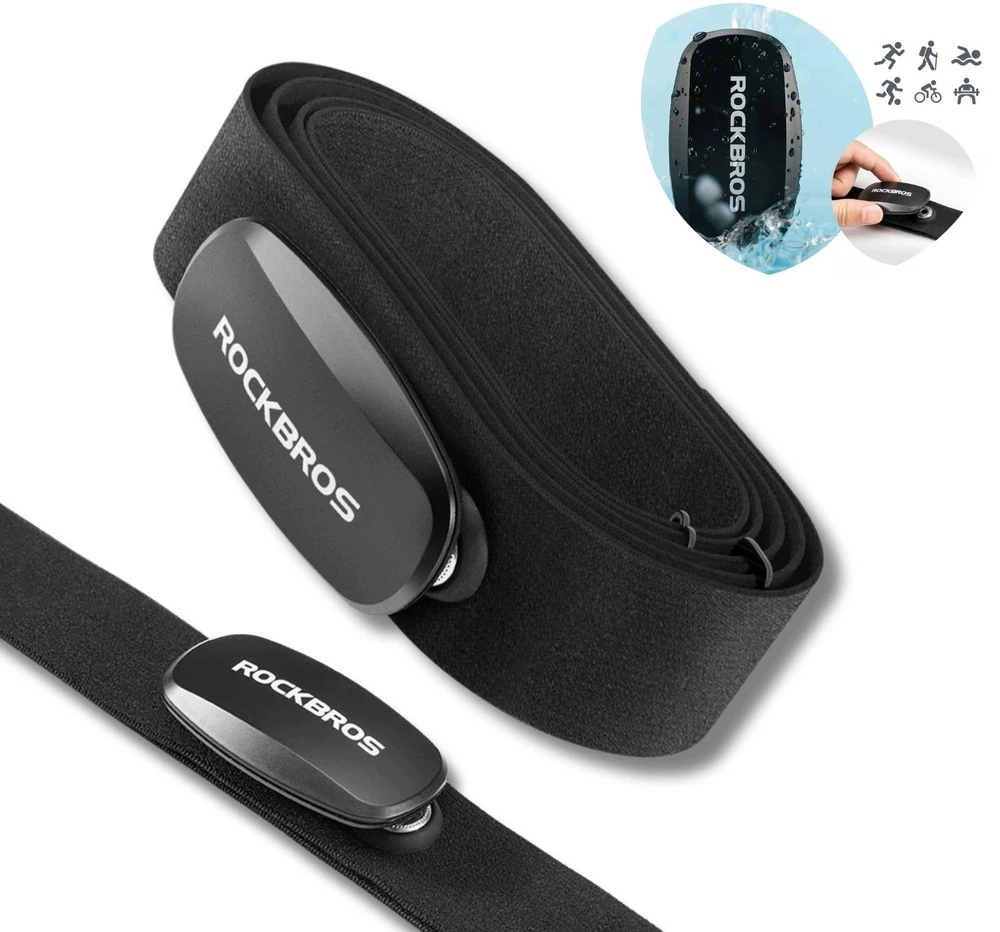 Rockbros HRM812 Bluetooth ANT+ širdies ritmo monitorius su diržu HRM jutiklis IP67 - Juodas