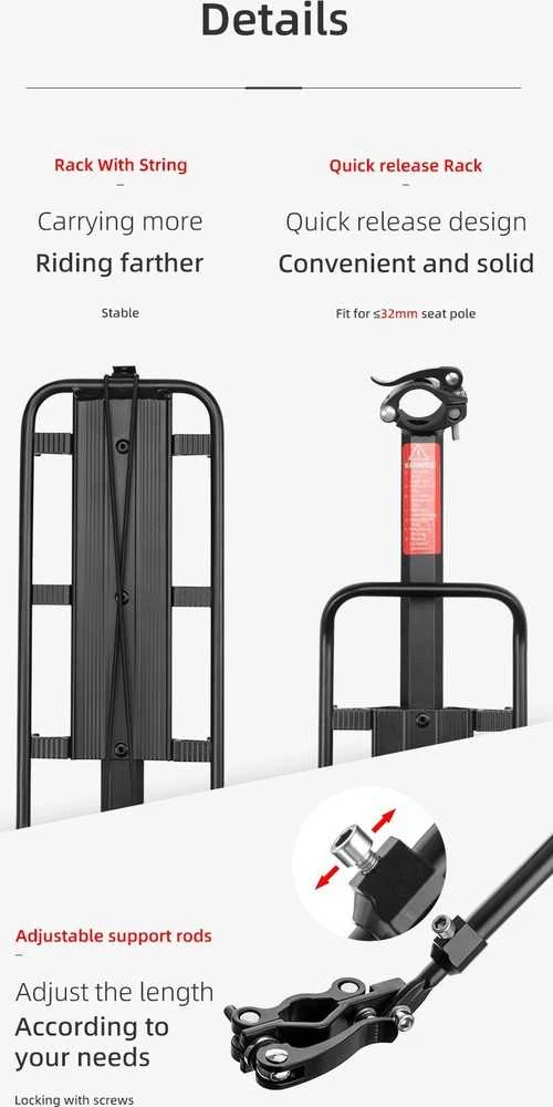 Rockbros 33210004001 bicycle rack with shelf – juodos spalvos