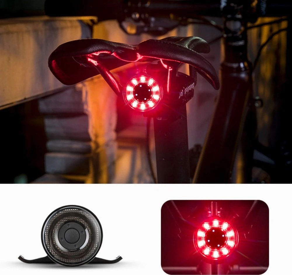 Rockbros Q1 galinis dviračio žibintas, 7 spalvų LED + USB-C – USB-A laidas – juodos spalvos