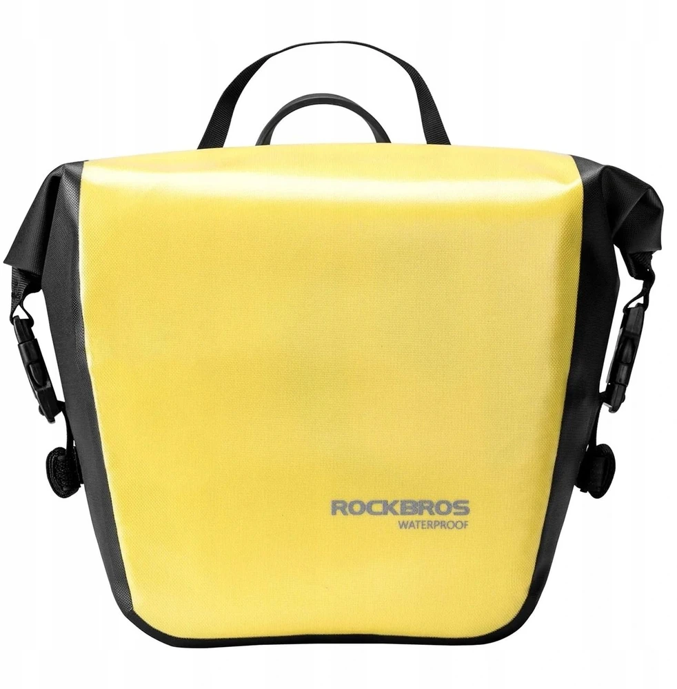 Rockbros AS-003-1Y vandeniui atsparus dviračio krepšys su pečių dirželiu, tvirtinamas priekyje/gale, 10–14 l – geltonas