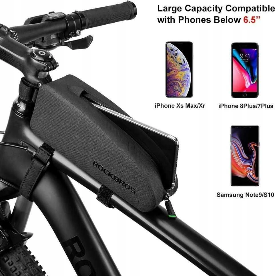 Rockbros AS-019-1 bicycle frame bag waterproof 1.6 l – juodos spalvos