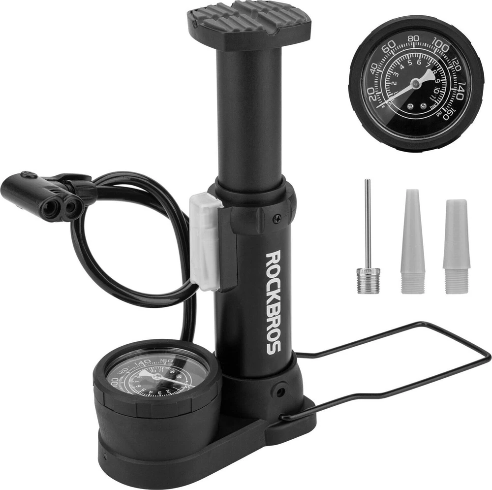 Rockbros 42610002001 floor bicycle pompa with pressure gauge – juodos spalvos