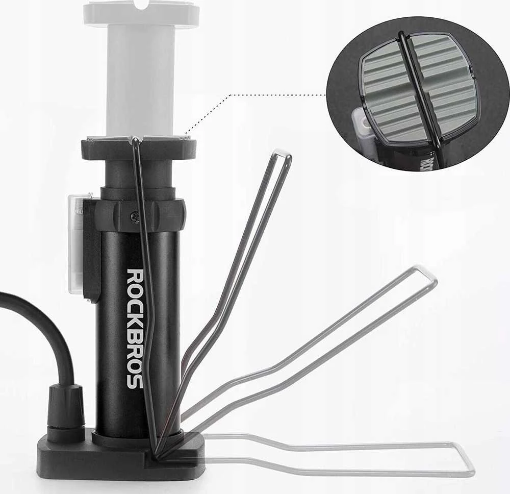 Rockbros 42610002001 floor bicycle pompa with pressure gauge – juodos spalvos