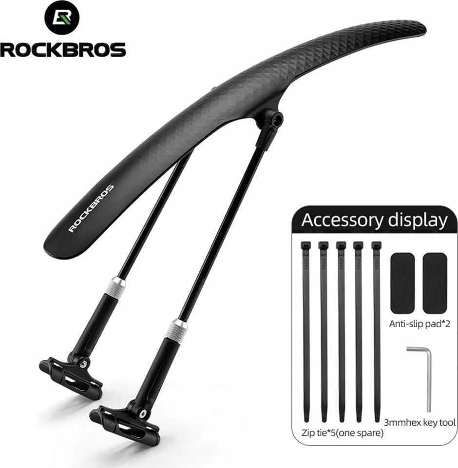 Rockbros 28210007001 bicycle fender, universal, adjustable – juodos spalvos